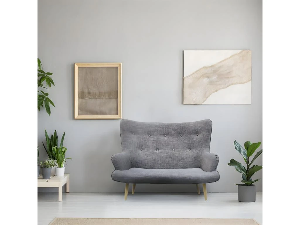 HELICIA - Canapé Fixe 2 Places Tissu Gris 4 HELICIA - Canapé Fixe 2 Places Tissu Gris – Image 2