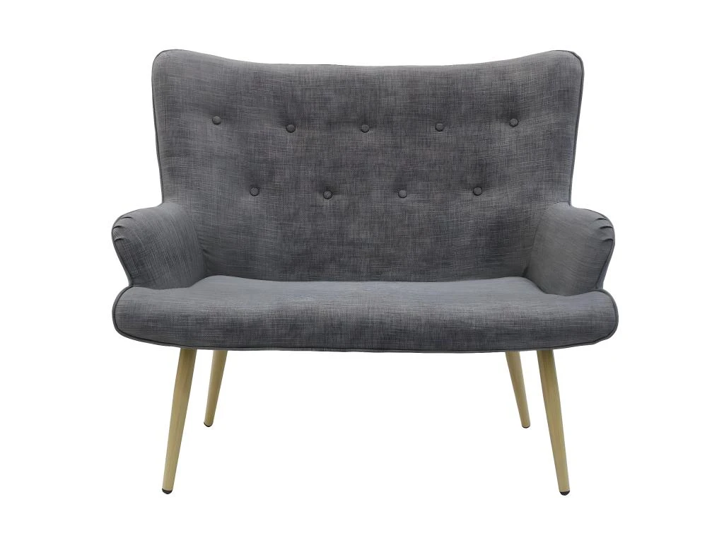 HELICIA - Canapé Fixe 2 Places Tissu Gris 5 HELICIA - Canapé Fixe 2 Places Tissu Gris – Image 3