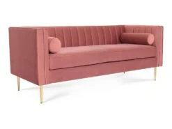 Canapé 3 Places James Velours Vieux Rose Pieds Doré -Meubles Soldes Boutique canape 9170247