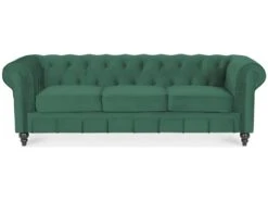 Canape Chesterfield Velours 3 Places Altesse Vert