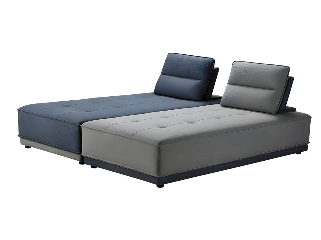 Canapé D'angle Modulable Tissu Gris Et Bleu - LOUNGE 5 Canapé D'angle Modulable Tissu Gris Et Bleu - LOUNGE – Image 3