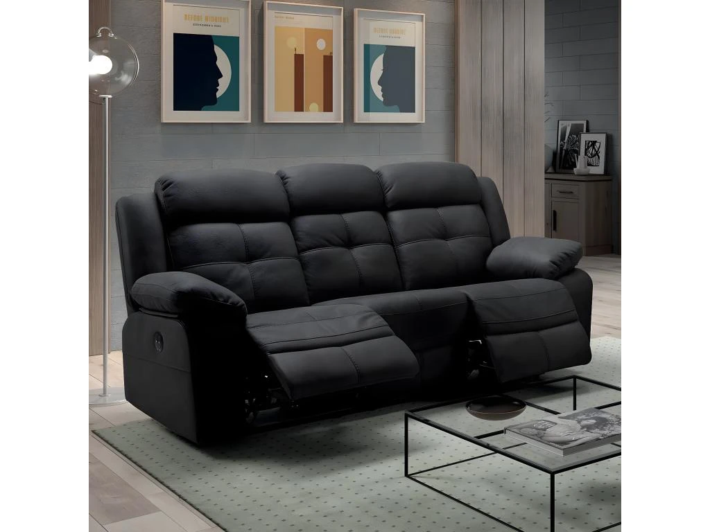 FABARES - Canapé Relax Electrique 3 Places Gris 3 FABARES - Canapé Relax Electrique 3 Places Gris