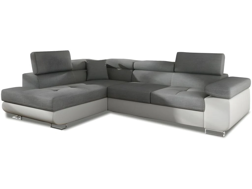 Canapé D'angle Gauche Convertible Marius Gris Et Blanc 5 Canapé D'angle Gauche Convertible Marius Gris Et Blanc – Image 3