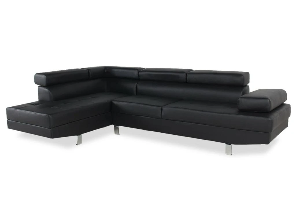 Canapé D'angle Gauche Avec Têtières Relevables Charly Noir 3 Canapé D'angle Gauche Avec Têtières Relevables Charly Noir