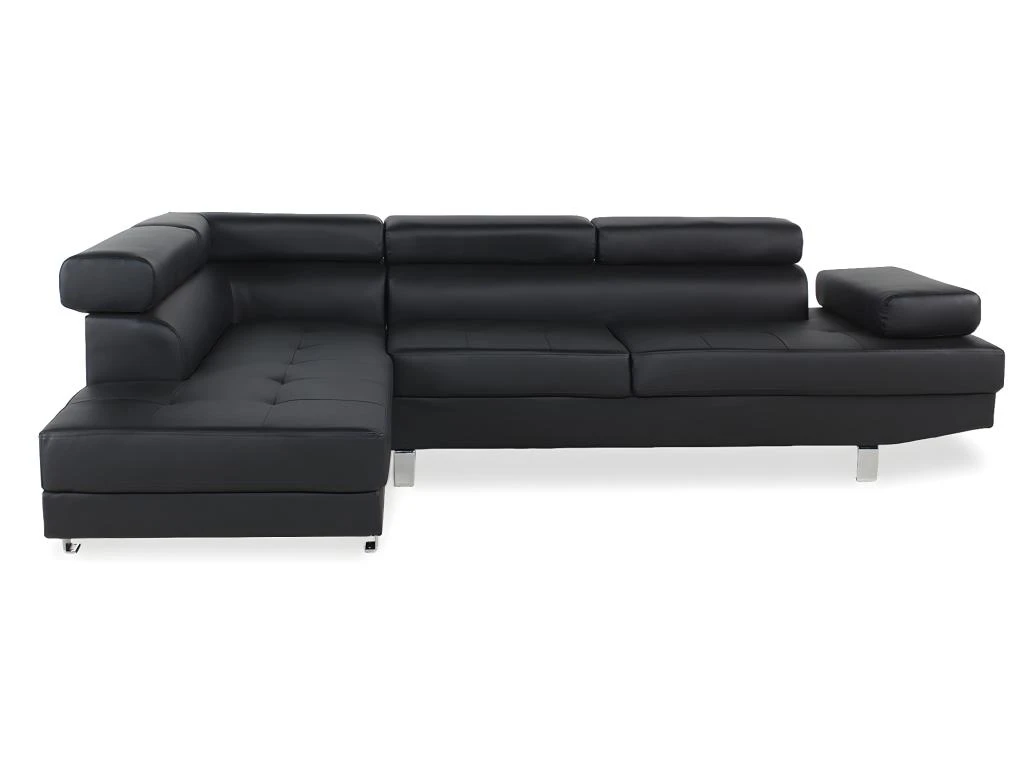 Canapé D'angle Gauche Avec Têtières Relevables Charly Noir 4 Canapé D'angle Gauche Avec Têtières Relevables Charly Noir – Image 2