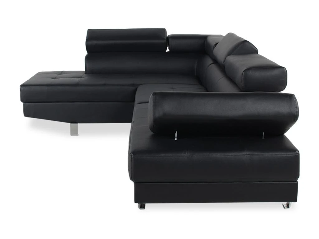 Canapé D'angle Gauche Avec Têtières Relevables Charly Noir 5 Canapé D'angle Gauche Avec Têtières Relevables Charly Noir – Image 3