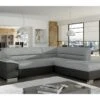 Canapé D'angle Convertible En Tissu Luxe Gris Et Simili Cuir Noir, 5 Places, Avec Coffre, Angle Droit (vu De Face), VERTU MIX 2 Canapé D'angle Convertible En Tissu Luxe Gris Et Simili Cuir Noir, 5 Places, Avec Coffre, Angle Droit (vu De Face), VERTU MIX -Meubles Soldes Boutique canape 9992933