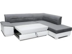 Canapé D'angle Convertible En Tissu Luxe Gris Et Simili Cuir Noir, 5 Places, Avec Coffre, Angle Droit (vu De Face), VERTU MIX 10 Canapé D'angle Convertible En Tissu Luxe Gris Et Simili Cuir Noir, 5 Places, Avec Coffre, Angle Droit (vu De Face), VERTU MIX -Meubles Soldes Boutique canape 9992939