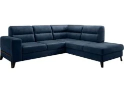 Canapé D'angle Convertible - CASTA VELOURS - En Tissu Luxe, Bleu, 5/6 Places, Angle Droit (vu De Face) -Meubles Soldes Boutique canape 9993259