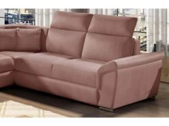 Canapé D'angle - Convertible - FELIPE VELOURS - En Tissu Luxe Rose Pale, 5/6 Places -Meubles Soldes Boutique canape 9993355