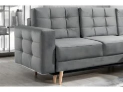 Canapé D'angle Convertible ASSIA VELOURS - En Tissu De Qualité 5 Places, Gris, Angle Droit (vu De Face) -Meubles Soldes Boutique canape 9993647