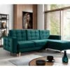 Canapé D'angle Convertible ASSIA VELOURS - En Tissu De Qualité 5 Places, Vert, Angle Droit (vu De Face) -Meubles Soldes Boutique canape 9994231