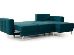 Canapé D'angle Convertible ASSIA VELOURS - En Tissu De Qualité 5 Places, Vert, Angle Droit (vu De Face) -Meubles Soldes Boutique canape 9994237