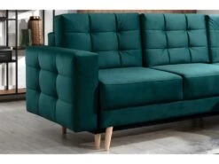 Canapé D'angle Convertible ASSIA VELOURS - En Tissu De Qualité 5 Places, Vert, Angle Droit (vu De Face) -Meubles Soldes Boutique canape 9994239