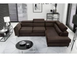 Canapé D'angle Convertible - KARL VELOURS - En Tissu Prestige, 5 Places, Chocolat, Angle Droit (vu De Face) 10 Canapé D'angle Convertible - KARL VELOURS - En Tissu Prestige, 5 Places, Chocolat, Angle Droit (vu De Face) -Meubles Soldes Boutique canape 9994477