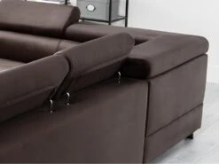 Canapé D'angle Convertible - KARL VELOURS - En Tissu Prestige, 5 Places, Chocolat, Angle Droit (vu De Face) 11 Canapé D'angle Convertible - KARL VELOURS - En Tissu Prestige, 5 Places, Chocolat, Angle Droit (vu De Face) -Meubles Soldes Boutique canape 9994479