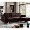 Canapé D'angle Convertible ASSIA VELOURS - En Tissu De Qualité 5 Places, Marron Foncé, Angle Droit (vu De Face) -Meubles Soldes Boutique canape 9994965