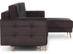 Canapé D'angle Convertible ASSIA VELOURS - En Tissu De Qualité 5 Places, Marron Foncé, Angle Droit (vu De Face) -Meubles Soldes Boutique canape 9994973