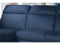 Canapé D'angle Convertible En Tissu Velours Prestige, Bleu, 5 Places, Angle Gauche (vu De Face) - TRESOR -Meubles Soldes Boutique canape 9995055