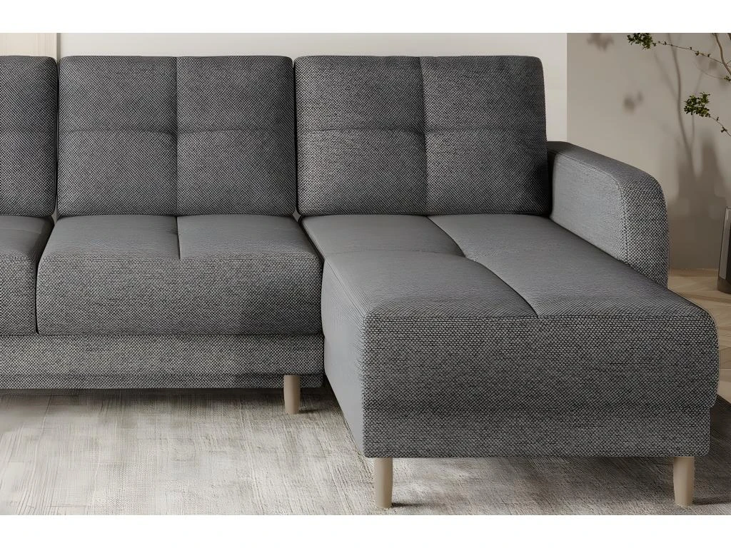 Canapé D'angle Convertible En Tissu Luxe, Rangement - Gris, Angle Droit (vu De Face), ROXANE 4 Canapé D'angle Convertible En Tissu Luxe, Rangement - Gris, Angle Droit (vu De Face), ROXANE – Image 2