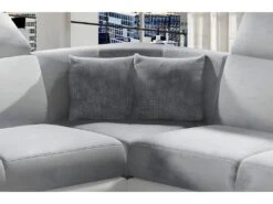 Canapé D'angle - Convertible - FELIPE - En Tissu Gris Clair Et Simili Cuir Blanc, 5/6 Places -Meubles Soldes Boutique canape 9995357