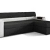 Canapé D'angle Convertible En Tissu Luxe Noir Et Simili Cuir Blanc Cassé, 5 Places, Avec Coffre, Angle Droit (vu De Face) - RICCI 1 Canapé D'angle Convertible En Tissu Luxe Noir Et Simili Cuir Blanc Cassé, 5 Places, Avec Coffre, Angle Droit (vu De Face) - RICCI -Meubles Soldes Boutique canape 9995749