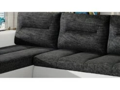 Canapé D'angle Convertible En Tissu Luxe Gris Foncé Et Simili Cuir Blanc, 5 Places, Angle Gauche (vu De Face) - OTELLO 11 Canapé D'angle Convertible En Tissu Luxe Gris Foncé Et Simili Cuir Blanc, 5 Places, Angle Gauche (vu De Face) - OTELLO -Meubles Soldes Boutique canape 9995793