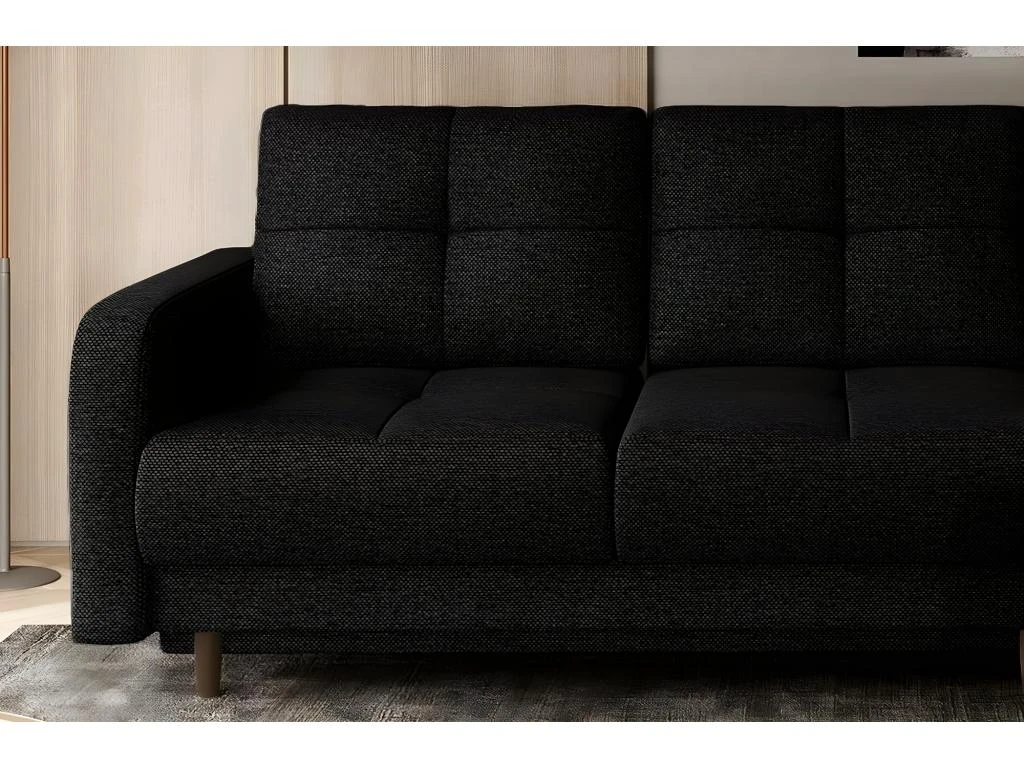 Canapé D'angle Convertible En Tissu Luxe, Rangement - Noir, Angle Droit (vu De Face), ROXANE 5 Canapé D'angle Convertible En Tissu Luxe, Rangement - Noir, Angle Droit (vu De Face), ROXANE – Image 3