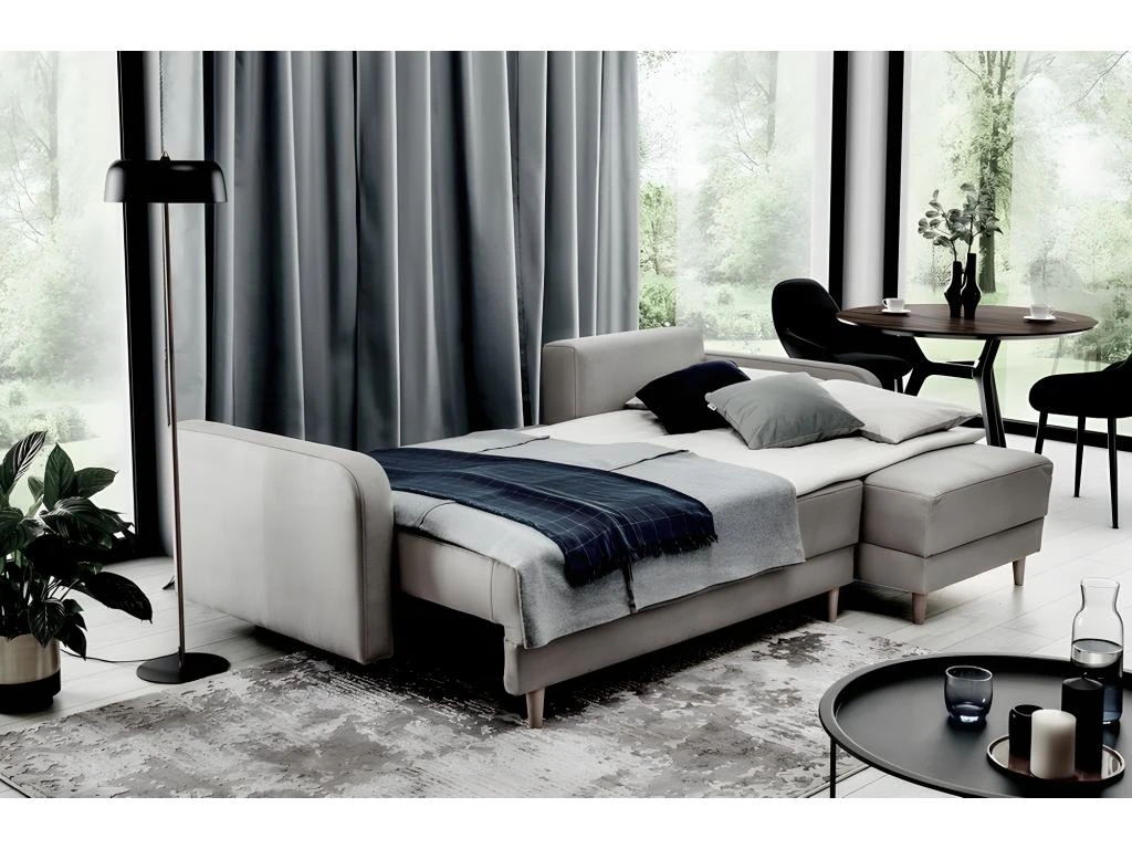 Canapé D'angle Convertible En Tissu Luxe, Rangement - Noir, Angle Droit (vu De Face), ROXANE 6 Canapé D'angle Convertible En Tissu Luxe, Rangement - Noir, Angle Droit (vu De Face), ROXANE – Image 4