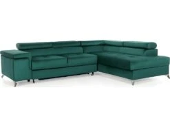 Canapé D'angle Convertible - ERWAN - En Tissu Luxe 5 Places, Vert, Angle Droit (vu De Face) -Meubles Soldes Boutique canape 9996023