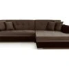Canapé D'angle Convertible En Tissu Velours Luxe, Marron Et Chocolat, 5 Places, Angle Droit (vu De Face), SOHO VELOURS -Meubles Soldes Boutique canape 9996069