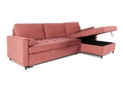 Canapé D'angle Convertible Réversible Claudio En Velours Vieux Rose -Meubles Soldes Boutique canape 9996307