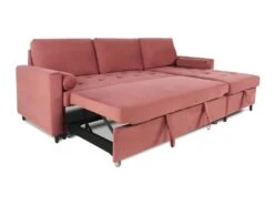 Canapé D'angle Convertible Réversible Claudio En Velours Vieux Rose -Meubles Soldes Boutique canape 9996309