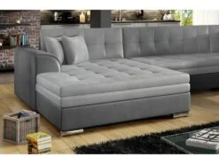 Canapé Panoramique Convertible - DAMIEN VELOURS - En Tissu Gris Clair Et Gris Foncé De Qualité, 7 Places, Méridienne à Gauche Et Angle à Droite (vu De Face) 11 Canapé Panoramique Convertible - DAMIEN VELOURS - En Tissu Gris Clair Et Gris Foncé De Qualité, 7 Places, Méridienne à Gauche Et Angle à Droite (vu De Face) -Meubles Soldes Boutique canape 9996353