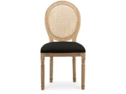 Lot De 4 Chaises Médaillon Louis XVI Cannage Rotin Tissu Noir -Meubles Soldes Boutique chaise 10022163