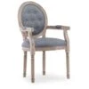 Fauteuil Médaillon Capitonné Louis XVI Tissu Gris -Meubles Soldes Boutique chaise 10022235