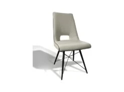 Chaise En Simili Gris Crème Avec Piètement Filaire En Métal - VOGUE