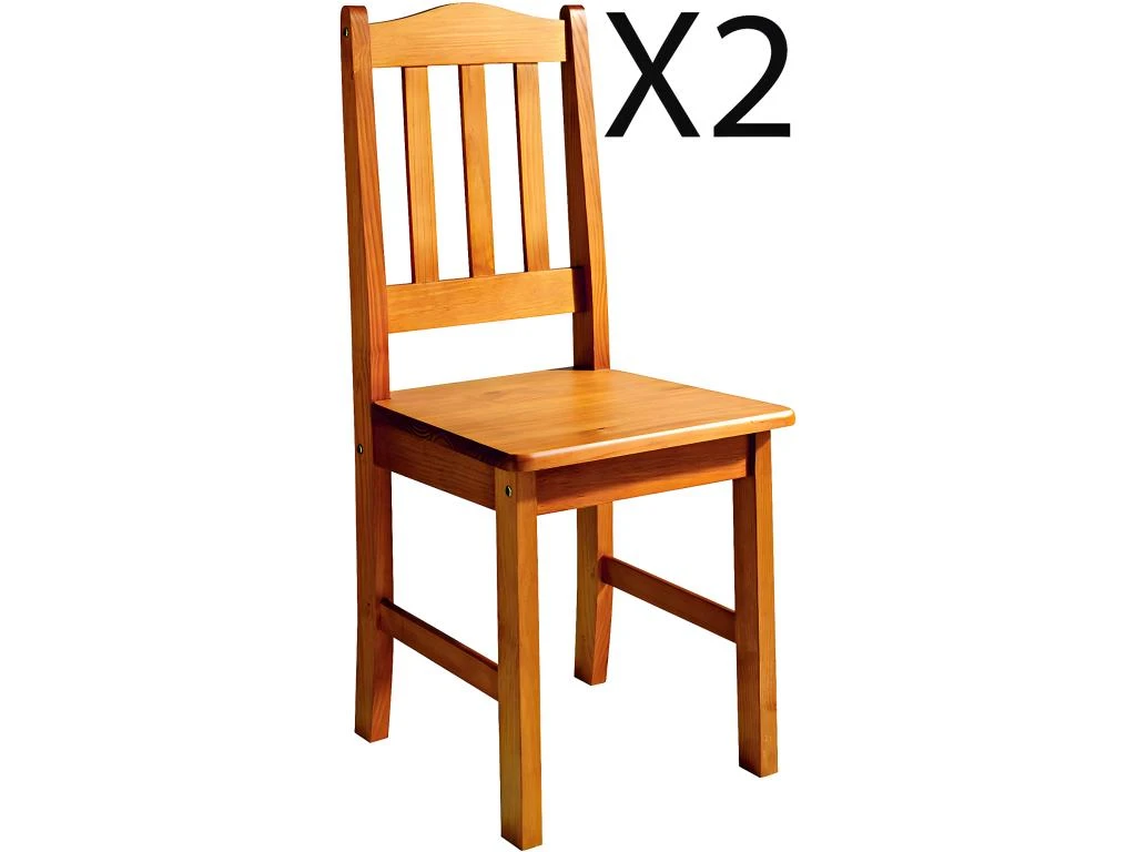 Lot De 2 Chaises De Salle à Manger En Pin Massif Coloris Miel - Longueur 42 X Profondeur 45 X Hauteur 100 Cm 3 Lot De 2 Chaises De Salle à Manger En Pin Massif Coloris Miel - Longueur 42 X Profondeur 45 X Hauteur 100 Cm