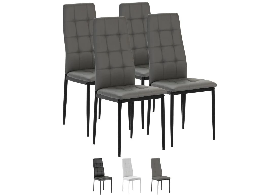 Set De 4 Chaises Salon Chelsea Tapissées Gris, 42 Cm X 51 Cm X 97 Cm 3 Set De 4 Chaises Salon Chelsea Tapissées Gris, 42 Cm X 51 Cm X 97 Cm