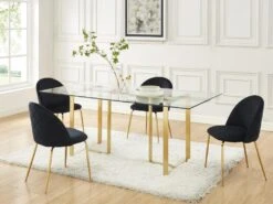 Lot De 6 Chaises - Velours Et Métal Doré - Noir - MELBOURNE 11 Lot De 6 Chaises - Velours Et Métal Doré - Noir - MELBOURNE -Meubles Soldes Boutique chaise 10837843