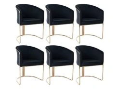 Lot De 6 Chaises Avec Accoudoirs En Velours Et Métal - Noir Et Doré - JOSETHE De Pascal MORABITO 15 Lot De 6 Chaises Avec Accoudoirs En Velours Et Métal - Noir Et Doré - JOSETHE De Pascal MORABITO -Meubles Soldes Boutique chaise 10856091