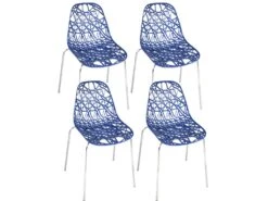 KAYELLES Lot 4 Chaises De Cuisine Design IKO (Bleu)