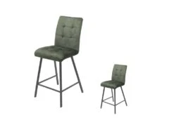 Duo De Chaises De Bar Matelassées Tissu/Métal Vert - HELIA