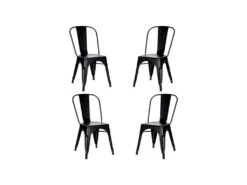 Quatuor De Chaises Métal Noir - VASSIA