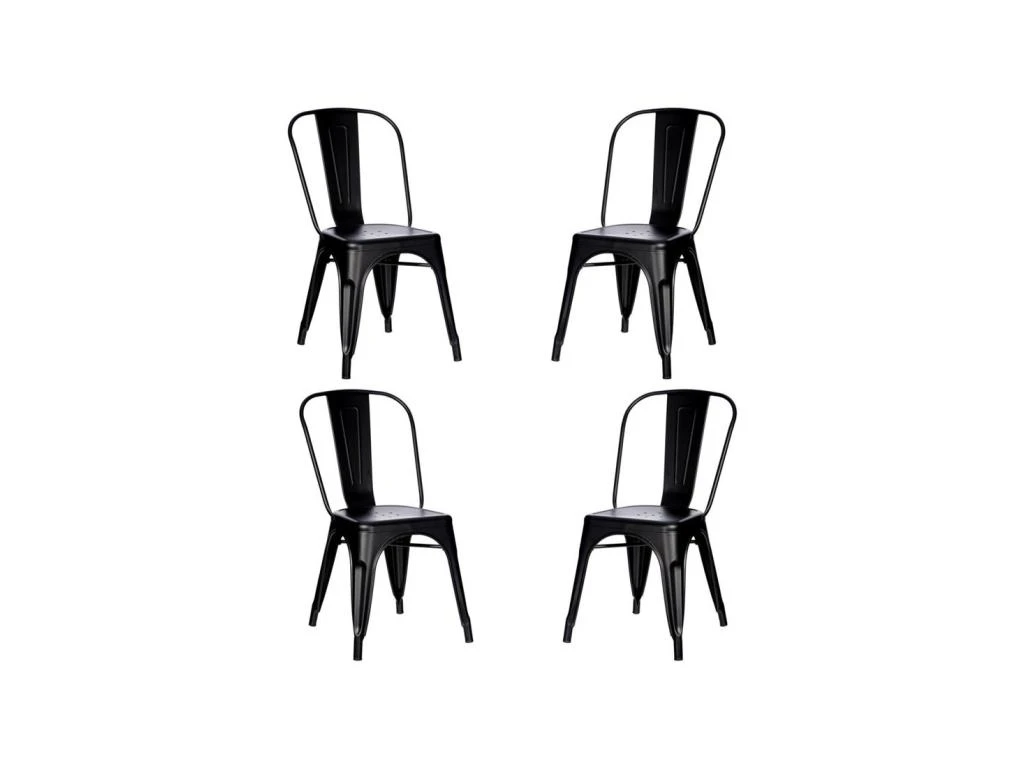Quatuor De Chaises Métal Noir - VASSIA 3 Quatuor De Chaises Métal Noir - VASSIA