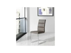 Quatuor De Chaises Eco-cuir Taupe - LONI -Meubles Soldes Boutique chaise 11137373