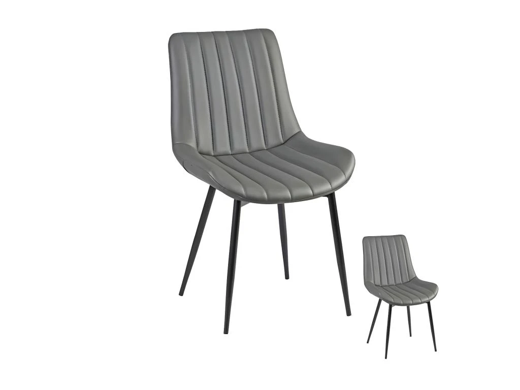 Duo De Chaises Simili Cuir Gris - TUCSON N°1 3 Duo De Chaises Simili Cuir Gris - TUCSON N°1