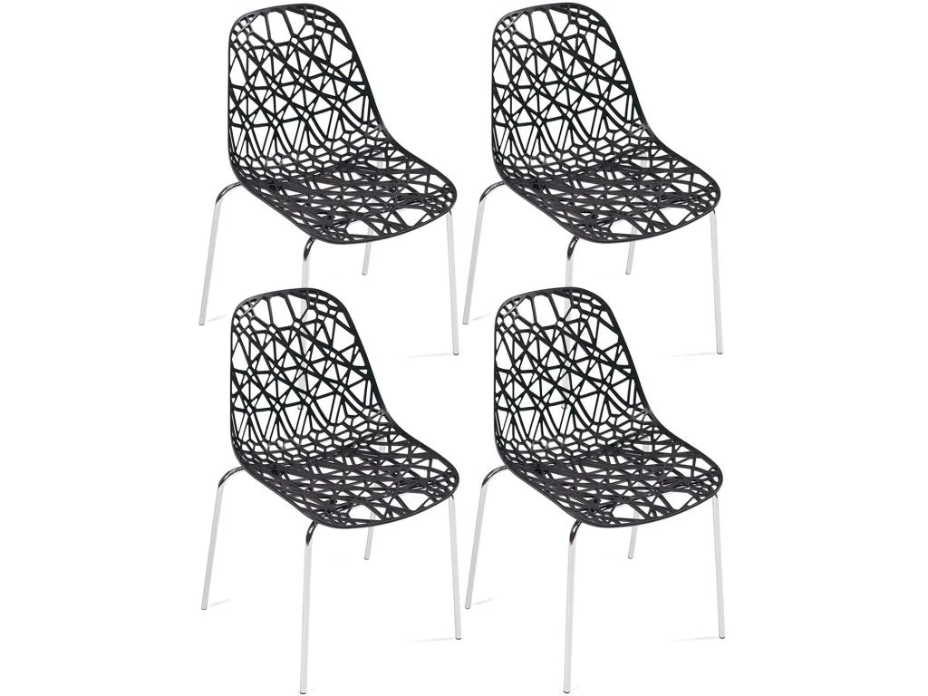 KAYELLES Lot 4 Chaises De Cuisine Design IKO (Noir) 3 KAYELLES Lot 4 Chaises De Cuisine Design IKO (Noir)
