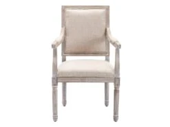 Lot De 2 Chaises Avec Accoudoirs En Tissu Et Bois D'hévéa - Beige - AMBOISETTE -Meubles Soldes Boutique chaise 11310945