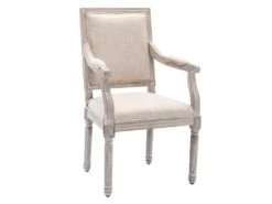 Lot De 2 Chaises Avec Accoudoirs En Tissu Et Bois D'hévéa - Beige - AMBOISETTE -Meubles Soldes Boutique chaise 11310959